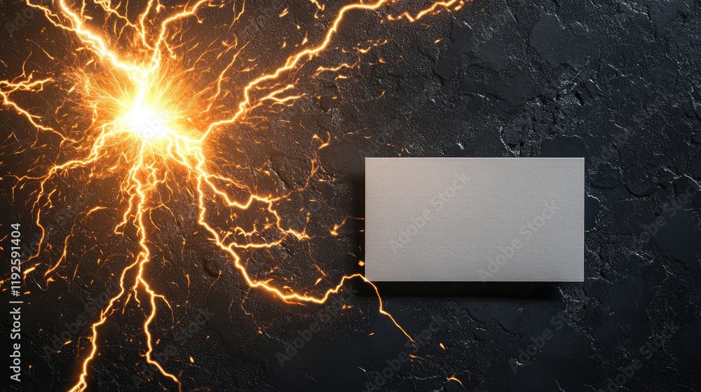 Poster dynamic background with electric lightning strike and blank space for custom text or branding