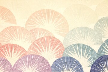 Abstract Pastel Fan  Art with Radial Designs in Soft, Muted Tones