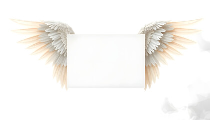 Angel Wings Message Board - wide wispy ethereal energy background with a large misty white central message board area  flanked by a pair of Angel wings, flat papercut style