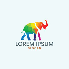modern and artistic logo design featuring a stylized elephant composed of geometric shapes. The elephant is depicted in profile, facing right, and is constructed primarily from triangles and polygons.