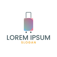 modern logo design featuring a stylized suitcase or piece of luggage. The graphic is a simplified representation with a rounded rectangle for the body, a thin line for the handle, and two small circle