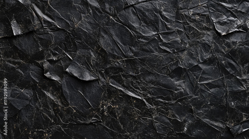 Poster High resolution crumpled black paper texture suitable for backgrounds or design projects