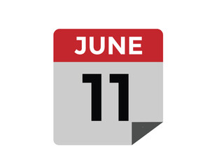 Calendar day 11 June. Vector calendar icon for June