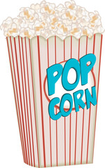 popcorn in a glass 3D. Icons 3d realistic render vector object. eggplant healthy vegetable. Icons 3d realistic render vector object. popcorn in a cup, movie popcorn, striped popcorn cup, food, enterta