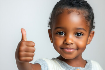 child showing thumbs up