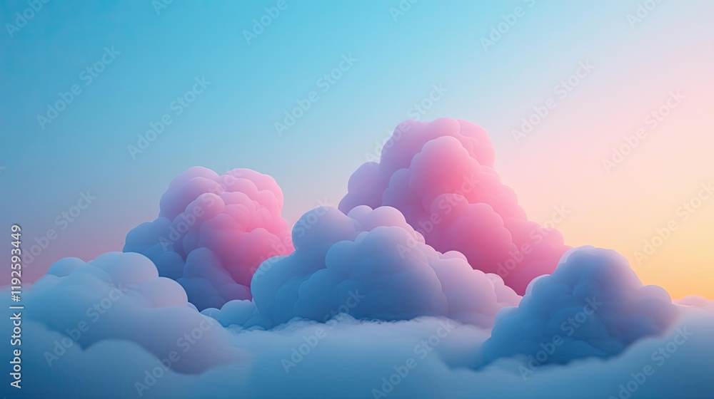 Poster cloudy abstract background concept. beautiful pastel clouds at sunset creating a serene and tranquil