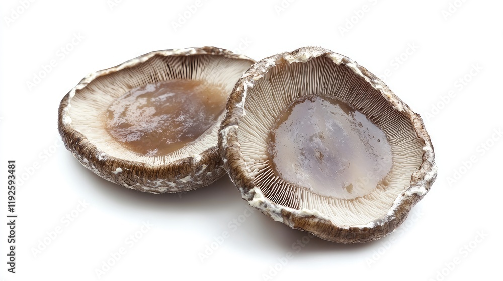 Poster fresh abalone mushrooms showcasing unique textures and colors on a clean white background ideal for 