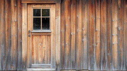Rustic wooden door and window on weathered wall showcasing natural textures and warm tones in a charming countryside setting