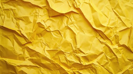 Crumpled yellow textured paper background ideal for mockups branding or design projects