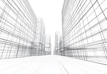 Fototapeta premium Abstract Architectural Lines in Minimalist Cityscape Perspective