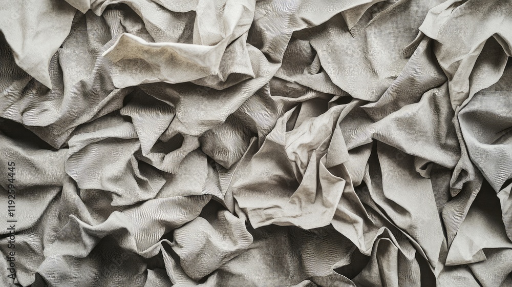 Aufkleber wrinkled fabric texture showing a disordered arrangement of pale textiles for background or design u