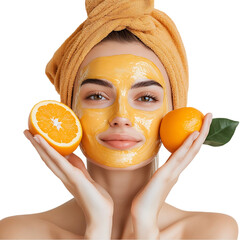 Beautiful Woman Orange Face Mask Spa Treatment Skincare Beauty glow girl pure fresh model young     