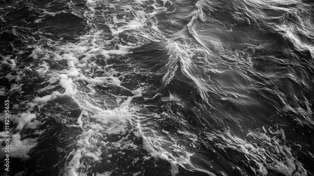 Aufkleber monochrome closeup of textured water surface with ripples and foam showcasing natural patterns and m