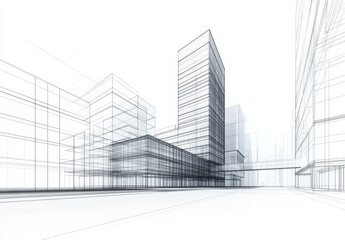 Fototapeta premium Abstract Architectural Drawing of Modern Urban Landscape Design