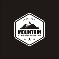 Mountain icon set logo design . Rocks and peaks logo elements . Vector illustration