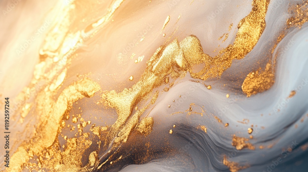 Poster abstract gold gradient wall art with a macro close-up showcasing a textured powder coating and fluid