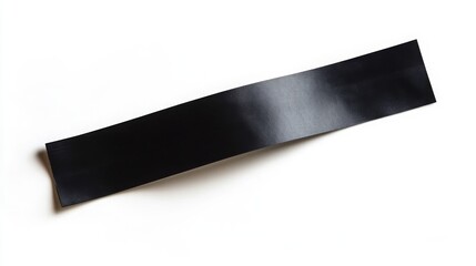 Obraz premium Black Adhesive wrinkled plastic sticky tape photo. Isolated element. Masking, duct tape strip