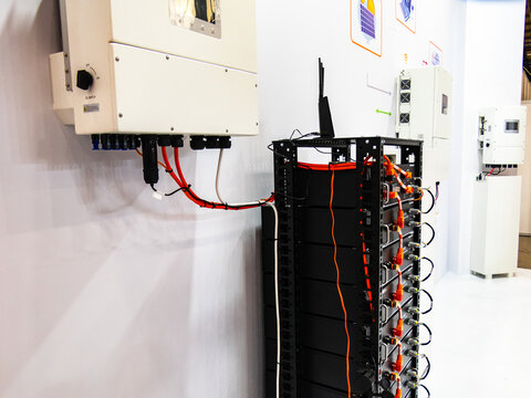 Solar energy storage systems with hybrid inverters.
