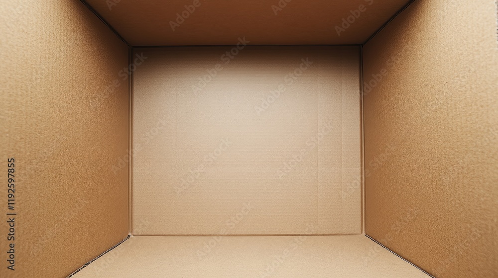 Poster empty cardboard box in minimal interior setting ideal for storage organization and decluttering conc