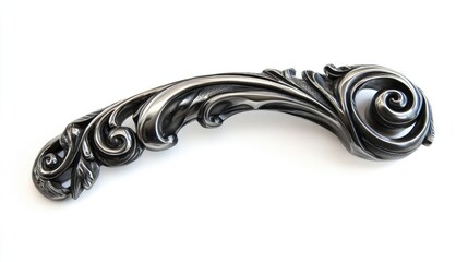 Stainless steel ornate door handle with elegant swirling design showcasing craftsmanship and modern design aesthetics