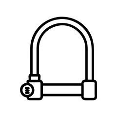 bike lock icon, bike lock line art - simple line art of bike lock, perfect for bike lock logos and icons and themed design