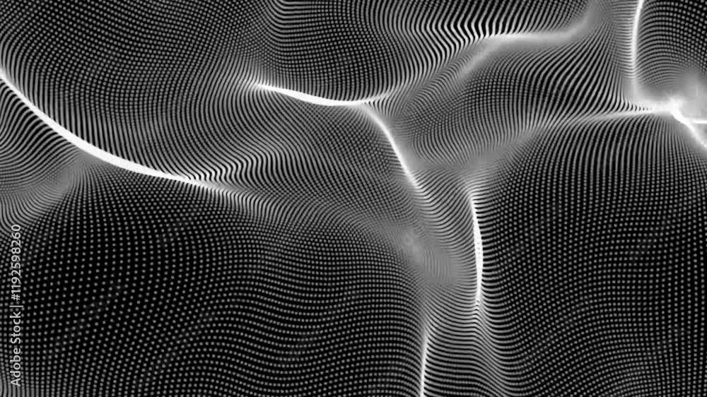 Poster abstract wave technology background. dots creates a mesmerizing digital wave pattern against a black