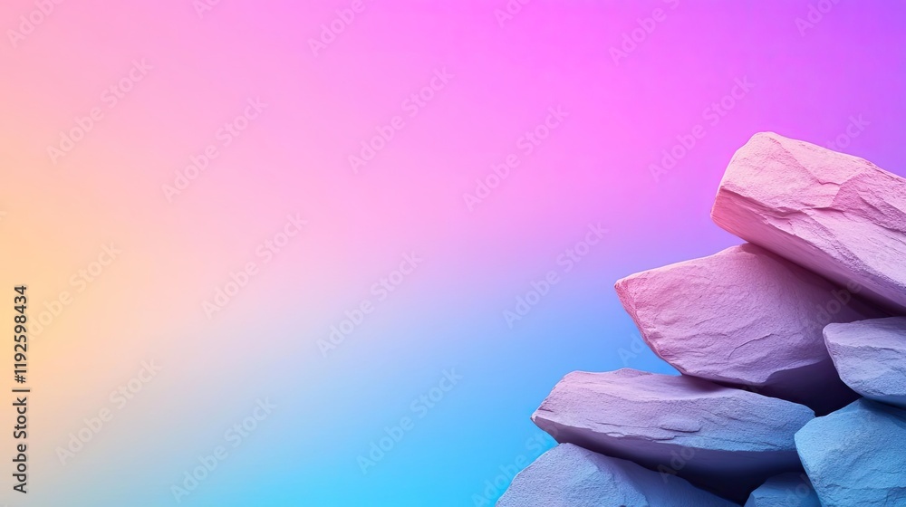 Poster blurred abstract background idea. a blend of colorful gradients with abstract rock formations for ar