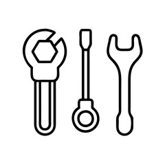 bike repair tools icon, bike repair tools line art - simple line art of bike repair tools, perfect for bike repair tools logos and icons and themed design