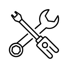 bike repair tools icon, bike repair tools line art - simple line art of bike repair tools, perfect for bike repair tools logos and icons and themed design