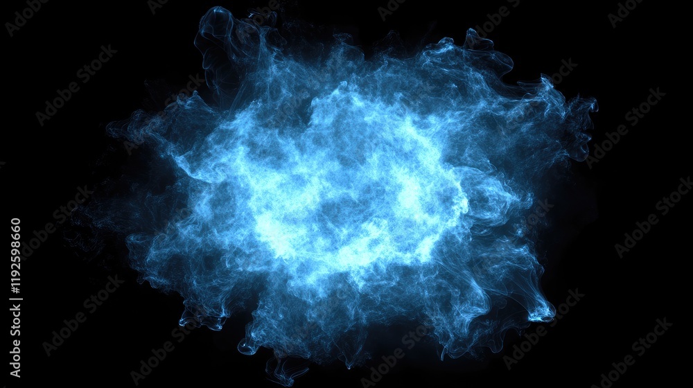 Poster Blue Smoke Wisps Creating Ethereal Patterns on a Black Background for Abstract Art and Design Projects