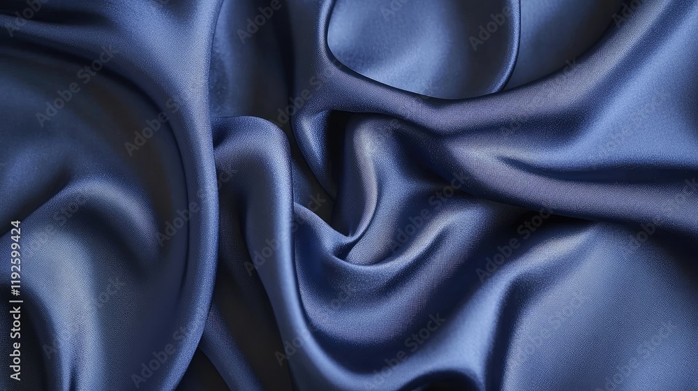 Poster elegant flowing navy satin silk fabric background with soft texture highlighting luxurious and smoot