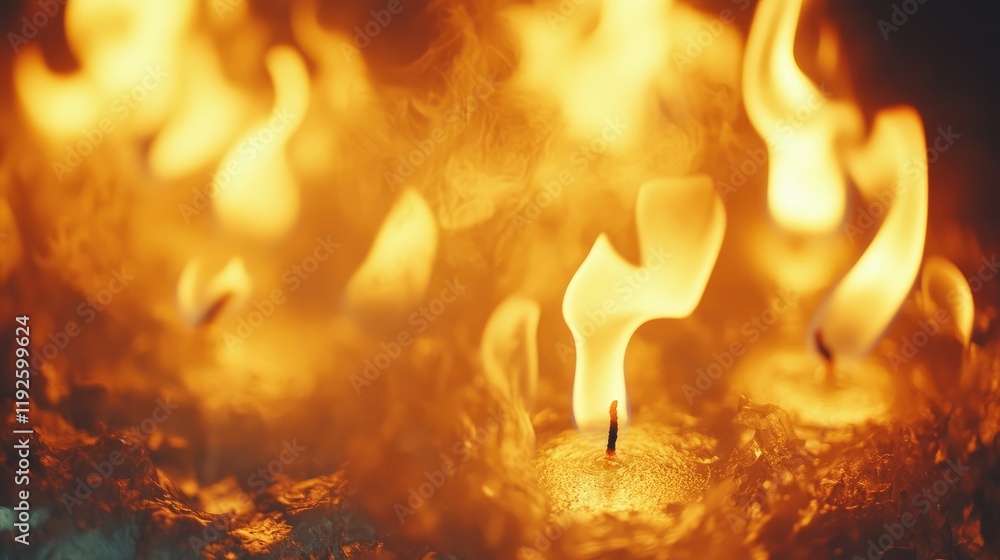 Poster intimate close-up of flickering candle flames creating a warm and inviting atmosphere with glowing l