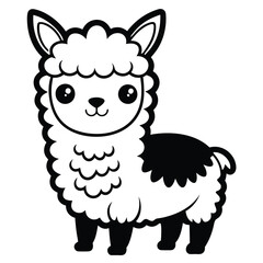  cute alpaca outline for coloring book