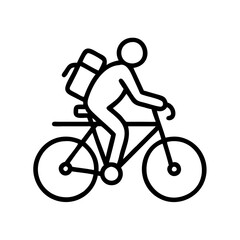 cyclist with backpack icon, cyclist with backpack line art - simple line art of cyclist with backpack, perfect for cyclist with backpack logos and icons and themed design