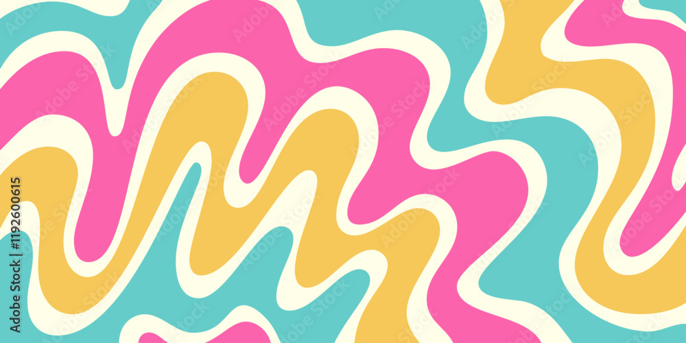 Poster Cool Abstract Psychedelic Background. Vector Design Groovy Pattern Y2k Texture. Hand Drawn Trippy Backdrop.