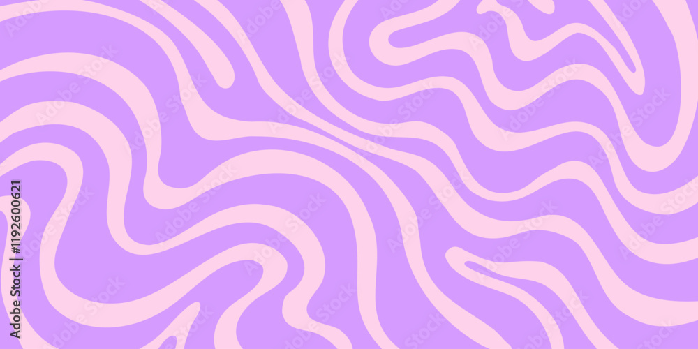 Poster Abstract Trippy Lines Pattern. Cool Groovy Retro Texture. Psychedelic Wavy Illustration. Geometric Funky Vintage Vector Backdrop.