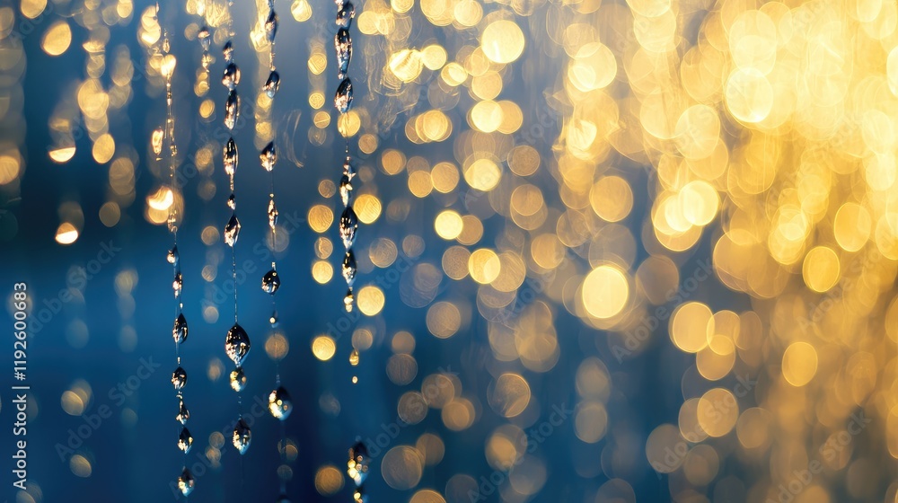 Poster elegant abstract background with shimmering golden bokeh and water droplets creating a dreamy blurre