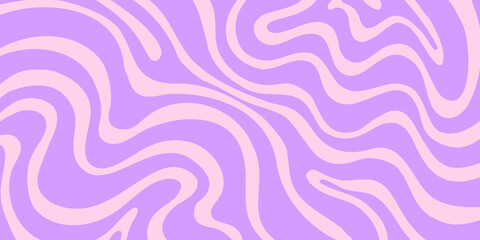 Abstract Trippy Lines Pattern. Cool Groovy Retro Texture. Psychedelic Wavy Illustration. Geometric Funky Vintage Vector Backdrop.