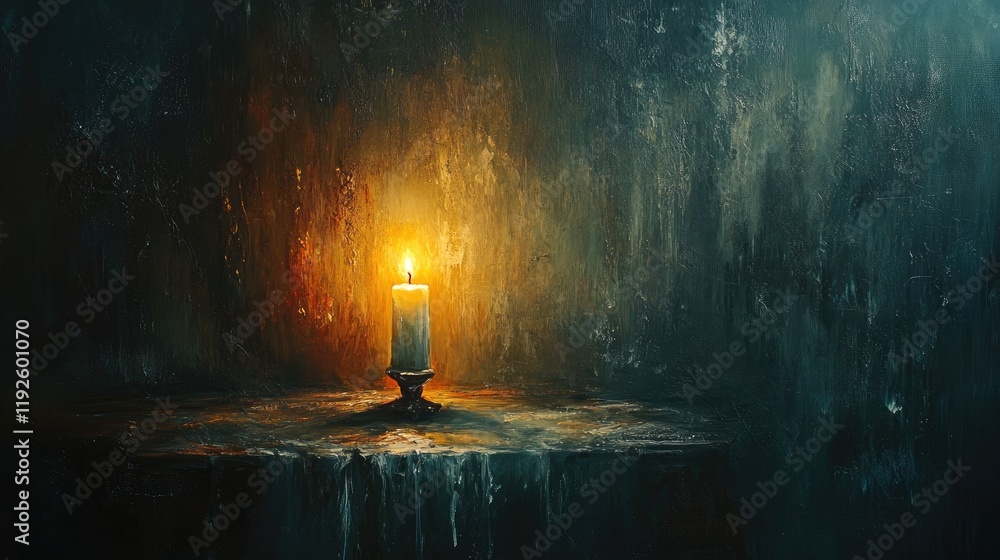 Poster serene candlelit scene with warm glow illuminating a dark textured background creating a calm and pe