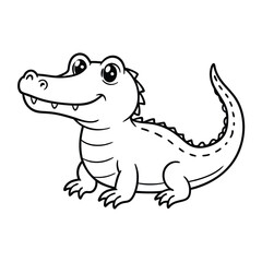  cute crocodile outline for coloring book