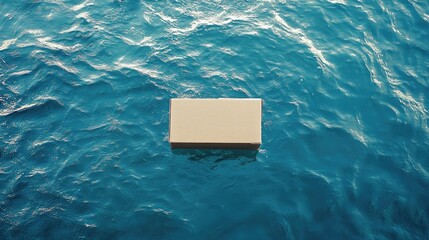 Vintage Style Box Floating on Calm Blue Water with Space for Custom Text in an Ocean Day Concept Ideal for Maritime Themes