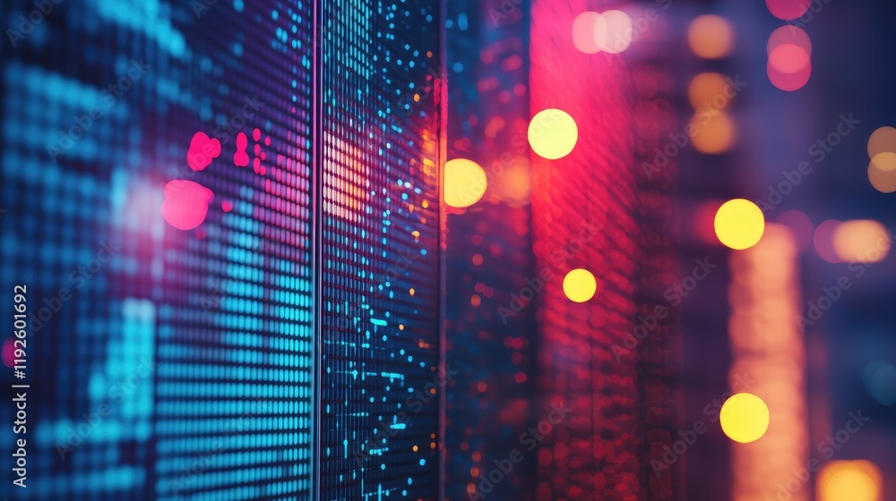 Poster Abstract digital background with glowing lights for technology and data concepts suitable for web design or icon usage.