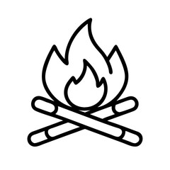 campfire icon, campfire line art - simple line art of campfire, perfect for campfire logos and icons and themed design