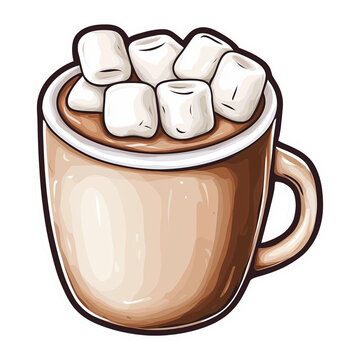 hot cocoa mug with marshmallows clip art preview