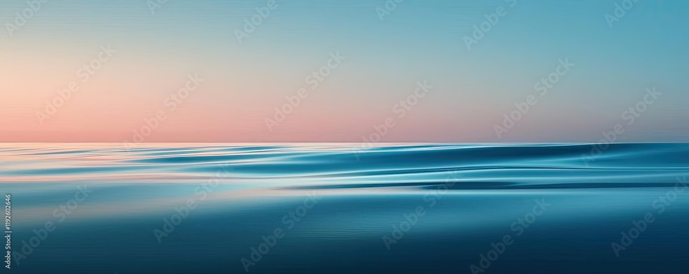 Poster blurred abstract background idea. serene ocean view with gentle waves and a gradient sky at sunset, 