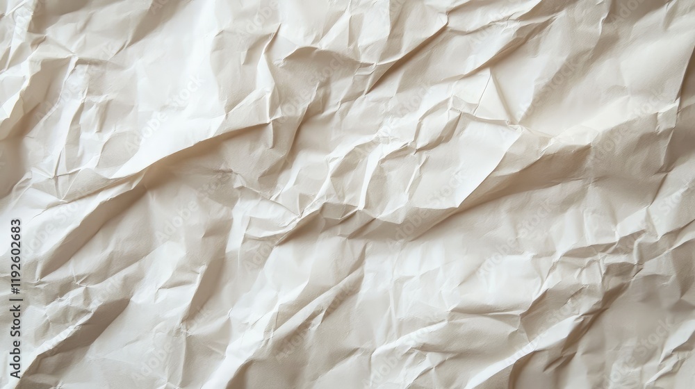 Aufkleber Crumpled White Paper Background with Textured Wrinkles Ideal for Crafting and Minimalist Design Projects