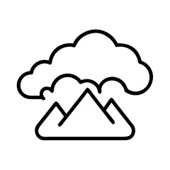 cloud covered mountain icon, cloud covered mountain line art - simple line art of cloud covered mountain, perfect for cloud covered mountain logos and icons and themed design