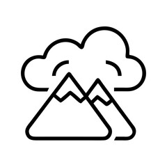cloud covered mountain icon, cloud covered mountain line art - simple line art of cloud covered mountain, perfect for cloud covered mountain logos and icons and themed design