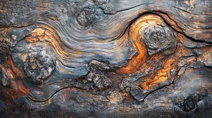 Detailed close up of weathered wood texture with unique patterns and rich colors ideal for backgrounds and natural design projects
