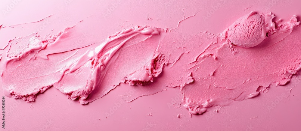 Poster delightful pink strawberry ice cream spread on a soft pink backdrop with room for creative text and 